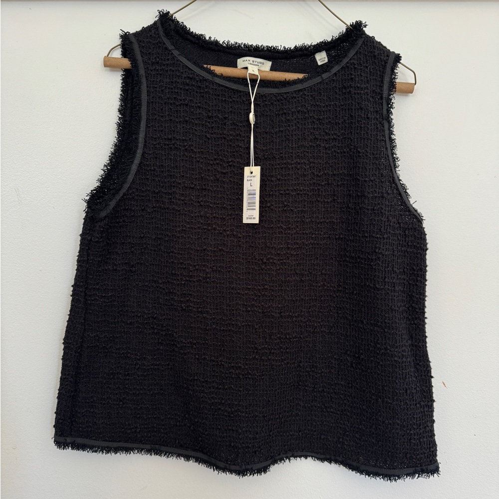 Max Studio London black tweed sleeveless top. Size L. EUC.
